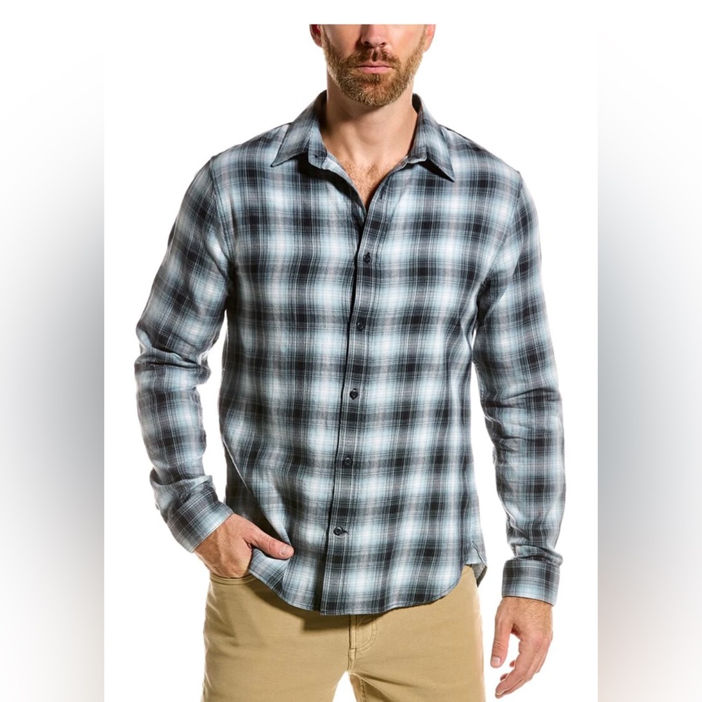 Vince long sleeve plaid cotton shirt .